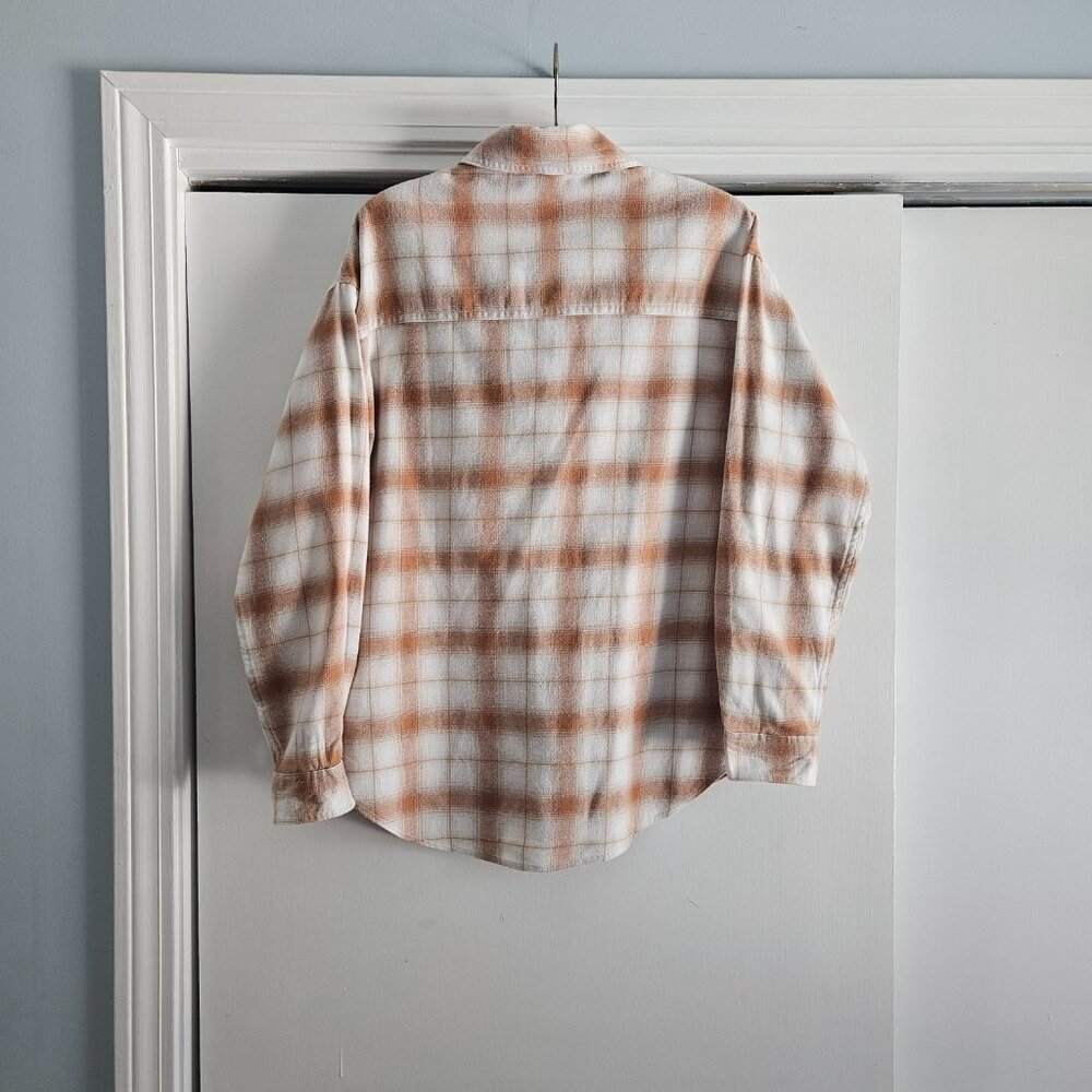 Aeropostale Long Sleeve Tan White Plaid Button-Down XS Shirt - Picture 4 of 8